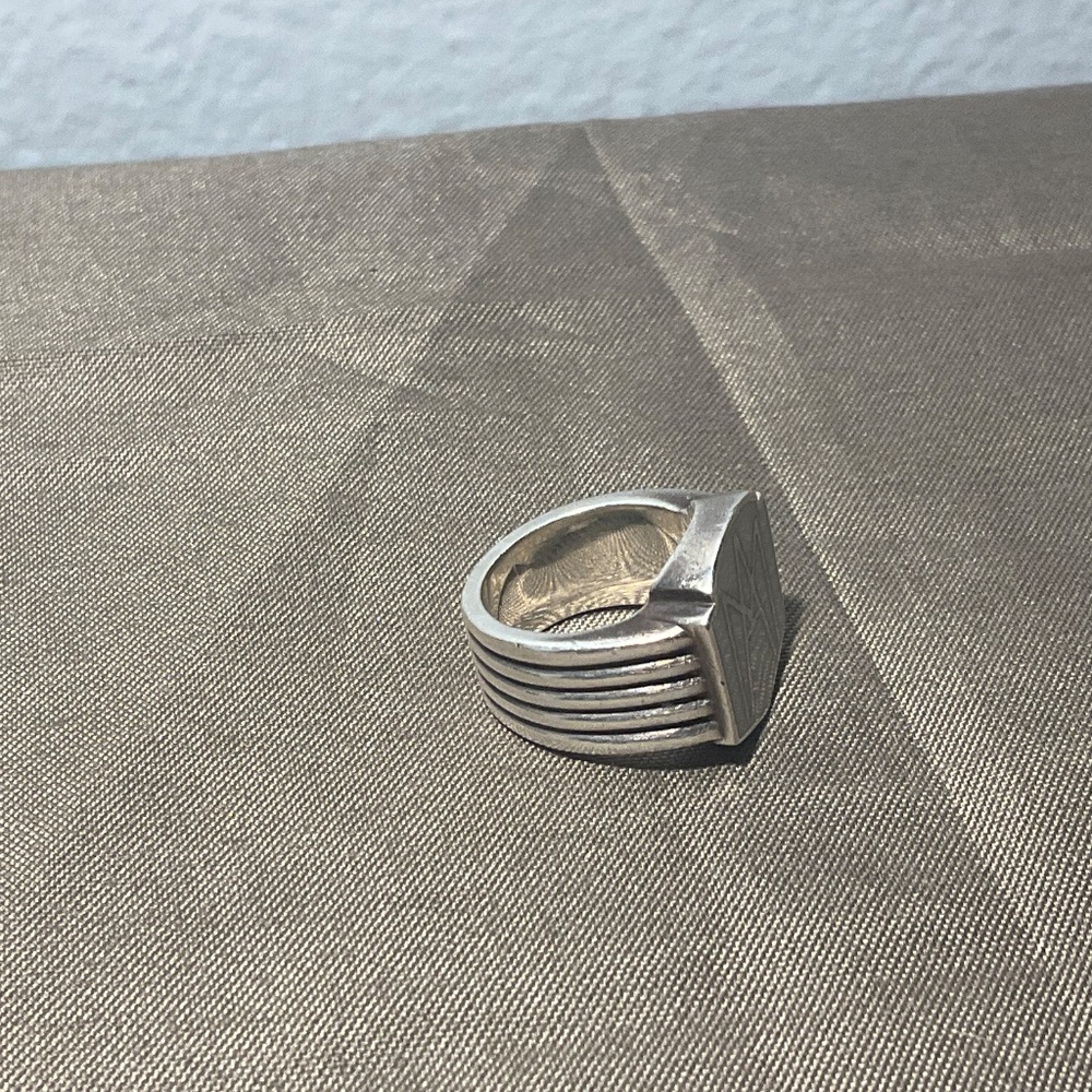 Silver Monogram Shield Ring - Picture 3 of 5